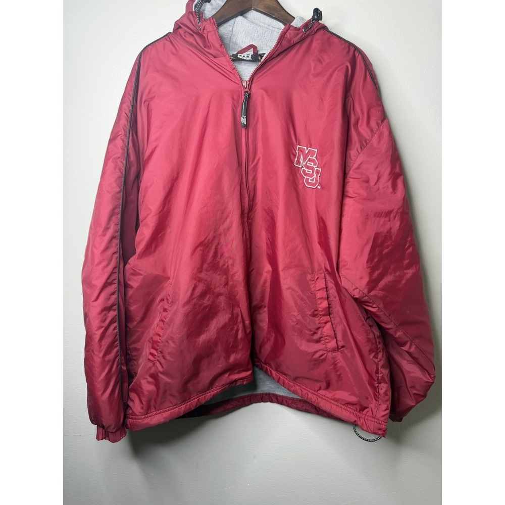 Vintage 90s Starter Jacket Size XL Full Zip Hooded MSU Logo Mississippi State